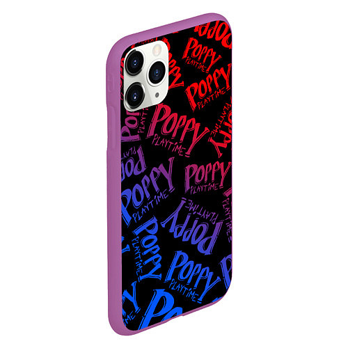 Чехол iPhone 11 Pro матовый POPPY PLAYTIME LOGO NEON, ХАГИ ВАГИ / 3D-Фиолетовый – фото 2