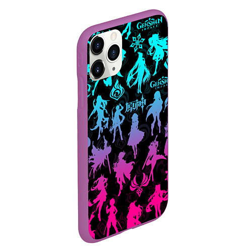 Чехол iPhone 11 Pro матовый ГЕНШИН ИМПАКТ НЕОН ПЕРСОНАЖИ ИГРЫ GENSHIN IM ACT L / 3D-Фиолетовый – фото 2