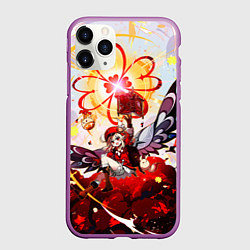 Чехол iPhone 11 Pro матовый Кли с крыльями при взрыве Genshin Impact, цвет: 3D-фиолетовый