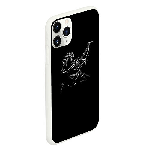 Чехол iPhone 11 Pro матовый Гитарист солирующий / 3D-Белый – фото 2