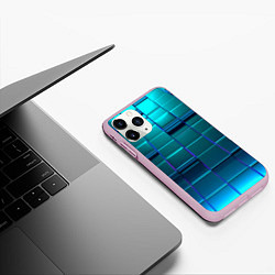 Чехол iPhone 11 Pro матовый 3D квадраты неоновые, цвет: 3D-розовый — фото 2