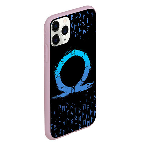 Чехол iPhone 11 Pro матовый БОГ ВОЙНЫ СИМВОЛ КРАТОСА, РУНЫ GOD OF WAR / 3D-Розовый – фото 2