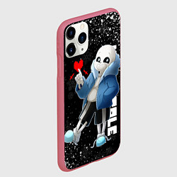 Чехол iPhone 11 Pro матовый НОВОГОДНИЙ САНС UNDERTALE НОВЫЙ ГОД, цвет: 3D-малиновый — фото 2