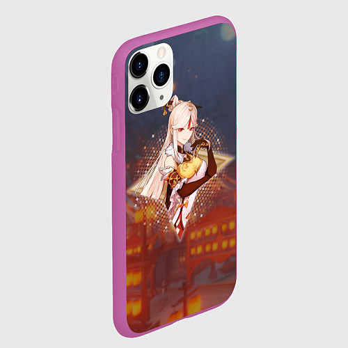 Чехол iPhone 11 Pro матовый Нин Гуан Ningguang в примогеме, Genshin Impact Ген / 3D-Фиолетовый – фото 2