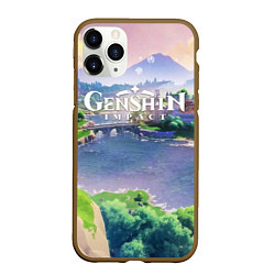 Чехол iPhone 11 Pro матовый МИР ГЕНШИН ИМПАКТ ТЕВАЙТ GENSHIN IMPACT