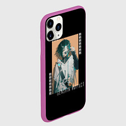 Чехол iPhone 11 Pro матовый Genshin Impact Xiao, цвет: 3D-фиолетовый — фото 2