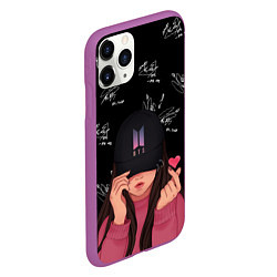 Чехол iPhone 11 Pro матовый BTS Autograph, цвет: 3D-фиолетовый — фото 2