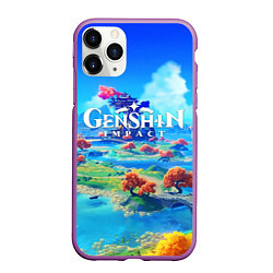 Чехол iPhone 11 Pro матовый МИР ГЕНШИН ИМПАКТ WORLD GENSHIN IMPACT, цвет: 3D-фиолетовый