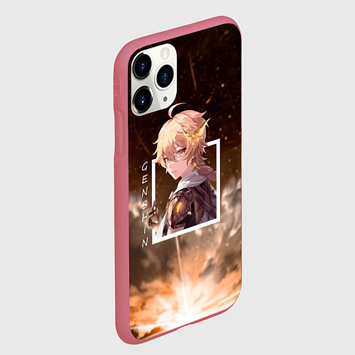 Чехол iPhone 11 Pro матовый Итэр Aether, Genshin Impact Геншин импакт / 3D-Малиновый – фото 2
