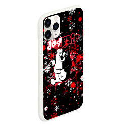 Чехол iPhone 11 Pro матовый Monokuma Снежинки Новый год, цвет: 3D-белый — фото 2