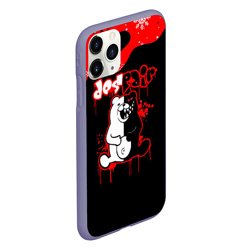 Чехол iPhone 11 Pro матовый Monokuma Снежинки / 3D-Серый – фото 2