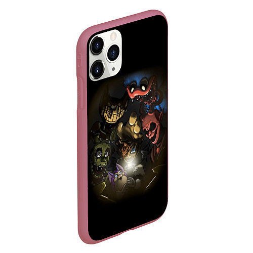 Чехол iPhone 11 Pro матовый POPPY PLAYTIME FIVE NIGHTS AT FREDDYS BENDY / 3D-Малиновый – фото 2