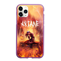 Чехол iPhone 11 Pro матовый JINX В ОГНЕ, АРКЕЙН LEAGUE OF LEGENDS, цвет: 3D-фиолетовый