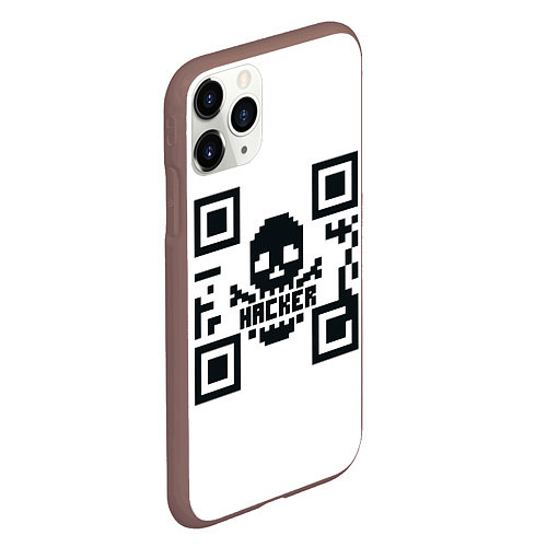 Чехол iPhone 11 Pro матовый Хакерю QR-code Qr код для программистов / 3D-Коричневый – фото 2