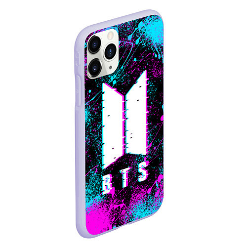 Чехол iPhone 11 Pro матовый НЕОНОВЫЙ БТС NEON BTS / 3D-Светло-сиреневый – фото 2