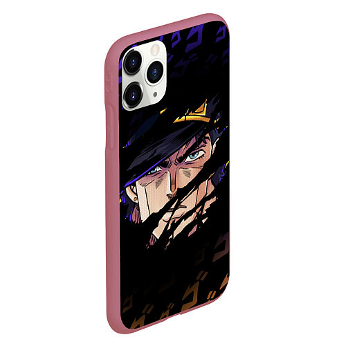 Чехол iPhone 11 Pro матовый JOJOS BIZARRE ADVENTURE ЛИЦО ГЕРОЯ / 3D-Малиновый – фото 2