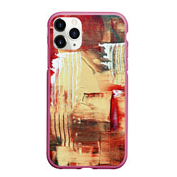 Чехол iPhone 11 Pro матовый Мазки краски красный, цвет: 3D-малиновый