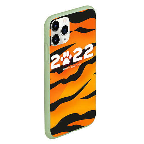 Чехол iPhone 11 Pro матовый Новогодний тигр Новый год 2022 / 3D-Салатовый – фото 2