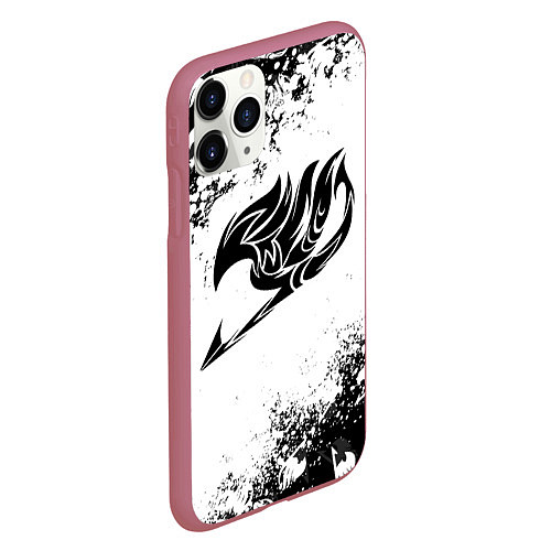 Чехол iPhone 11 Pro матовый ХВОСТ ФЕИ ЧЁРНЫЙ СИМВОЛ FAIRY TAIL BLACK / 3D-Малиновый – фото 2