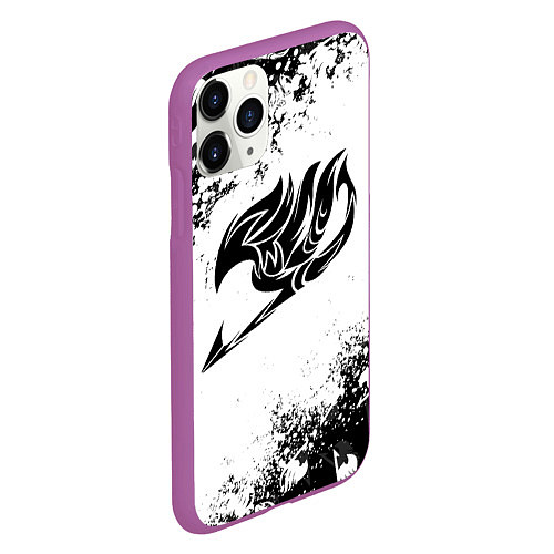 Чехол iPhone 11 Pro матовый ХВОСТ ФЕИ ЧЁРНЫЙ СИМВОЛ FAIRY TAIL BLACK / 3D-Фиолетовый – фото 2