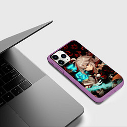 Чехол iPhone 11 Pro матовый КАДЗУХА ГЕРОЙ ГЕНШИН ИМПАКТ GENSHIN IMPACT, цвет: 3D-фиолетовый — фото 2