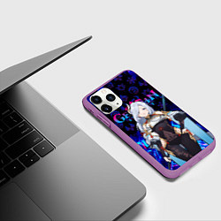 Чехол iPhone 11 Pro матовый ШЕНЬ ХЭ ГЕНШИН ИМПАКТ ГЕРОИНЯ НЕОНОЫЙ ОГОНЬ, цвет: 3D-фиолетовый — фото 2