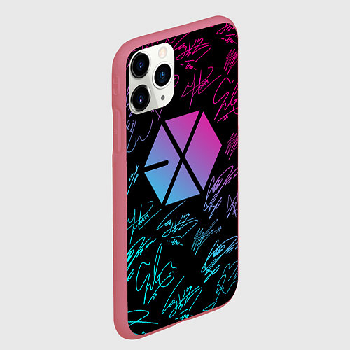 Чехол iPhone 11 Pro матовый EXO BAND НЕОНОВЫЕ АВТОГРАФЫ / 3D-Малиновый – фото 2