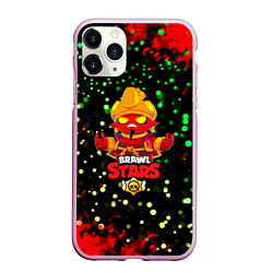 Чехол iPhone 11 Pro матовый BRAWL STARS EVIL GENE горящий огонь, цвет: 3D-розовый