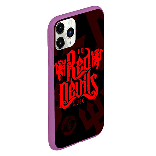 Чехол iPhone 11 Pro матовый МАНЧЕСТЕР ЮНАЙТЕД КРАСНЫЕ ДЬЯВОЛЫ RED DEVILS / 3D-Фиолетовый – фото 2