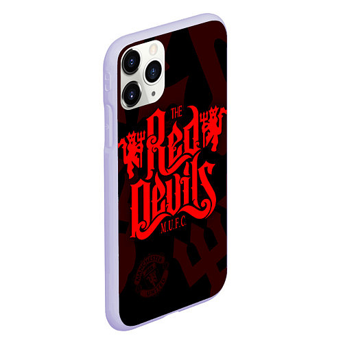 Чехол iPhone 11 Pro матовый МАНЧЕСТЕР ЮНАЙТЕД КРАСНЫЕ ДЬЯВОЛЫ RED DEVILS / 3D-Светло-сиреневый – фото 2