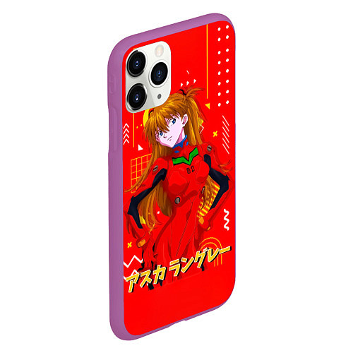 Чехол iPhone 11 Pro матовый Аска Лэнгли Сорью Evangelion / 3D-Фиолетовый – фото 2