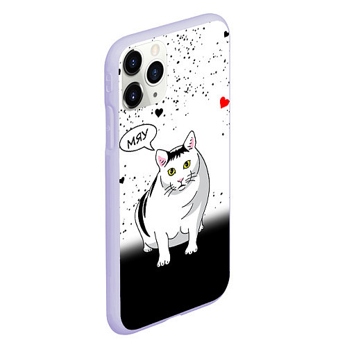 Чехол iPhone 11 Pro матовый CAT LOVE / 3D-Светло-сиреневый – фото 2