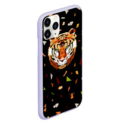 Чехол iPhone 11 Pro матовый Кусочки Тигра, цвет: 3D-светло-сиреневый — фото 2