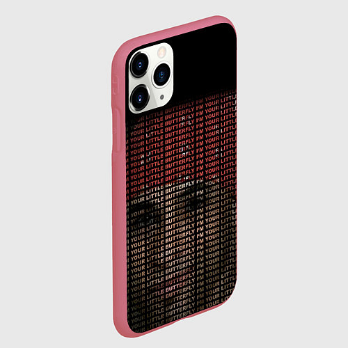 Чехол iPhone 11 Pro матовый IM YOUR LITTLE BUTTERFLY grey / 3D-Малиновый – фото 2