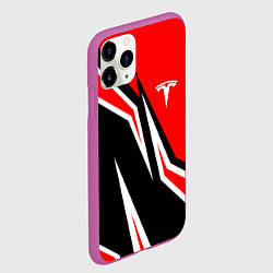 Чехол iPhone 11 Pro матовый TESLA MOTORS RED LINE ТЕСЛА, цвет: 3D-фиолетовый — фото 2