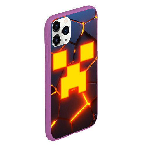 Чехол iPhone 11 Pro матовый ОГНЕННЫЙ КРИПЕР 3D ПЛИТЫ FIRE CREEPER / 3D-Фиолетовый – фото 2