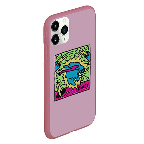 Чехол iPhone 11 Pro матовый Mr Beast Drawing Full Print / 3D-Малиновый – фото 2