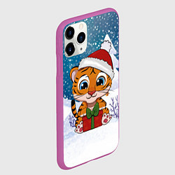Чехол iPhone 11 Pro матовый Маленький тигренок с подарками 2022, цвет: 3D-фиолетовый — фото 2