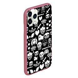 Чехол iPhone 11 Pro матовый UNDERTALE PATTERN БЕЛЫЙ, цвет: 3D-малиновый — фото 2