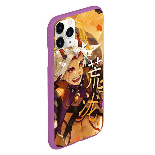 Чехол iPhone 11 Pro матовый Genshin Impact Arataki Itto / 3D-Фиолетовый – фото 2