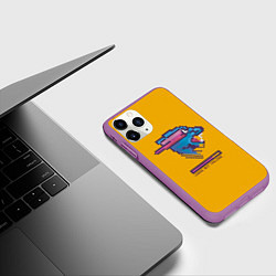 Чехол iPhone 11 Pro матовый Mr Beast Pixel Art, цвет: 3D-фиолетовый — фото 2