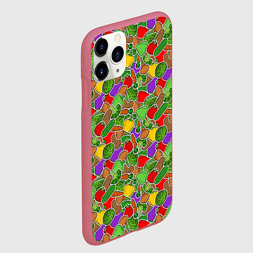 Чехол iPhone 11 Pro матовый Овощи ЗОЖ / 3D-Малиновый – фото 2