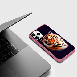 Чехол iPhone 11 Pro матовый Грозный Тигр Символ 2022 Года Tiger Beast, цвет: 3D-малиновый — фото 2