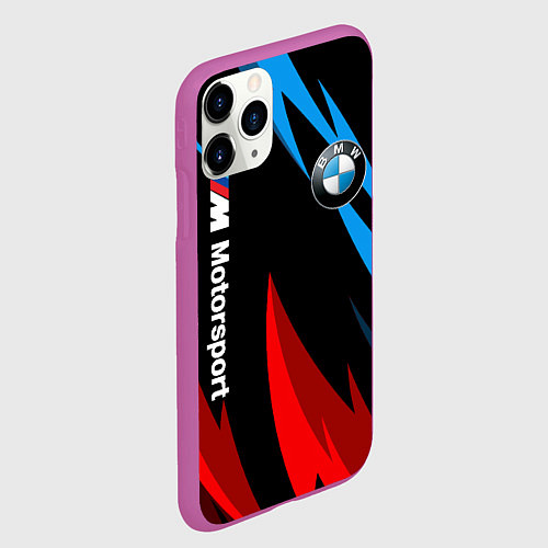Чехол iPhone 11 Pro матовый BMW Логотип Узор / 3D-Фиолетовый – фото 2