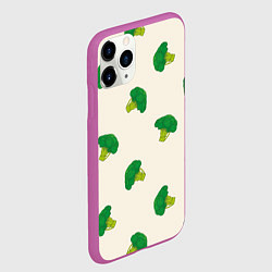 Чехол iPhone 11 Pro матовый Брокколи паттерн, цвет: 3D-фиолетовый — фото 2