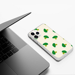 Чехол iPhone 11 Pro матовый Брокколи паттерн, цвет: 3D-белый — фото 2