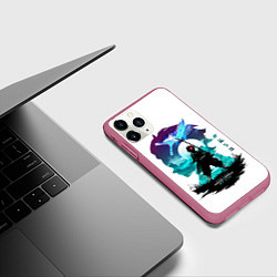 Чехол iPhone 11 Pro матовый Танджиро Камадо Клинок рассекающий демонов, цвет: 3D-малиновый — фото 2
