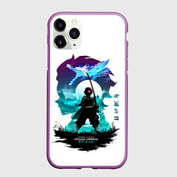 Чехол iPhone 11 Pro матовый Танджиро Камадо Клинок рассекающий демонов, цвет: 3D-фиолетовый