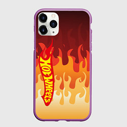 Чехол iPhone 11 Pro матовый Hot Wheels Fire 2D, цвет: 3D-фиолетовый