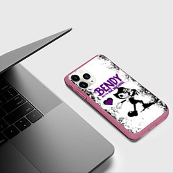Чехол iPhone 11 Pro матовый HEART BENDY AND THE INK MACHINE, цвет: 3D-малиновый — фото 2
